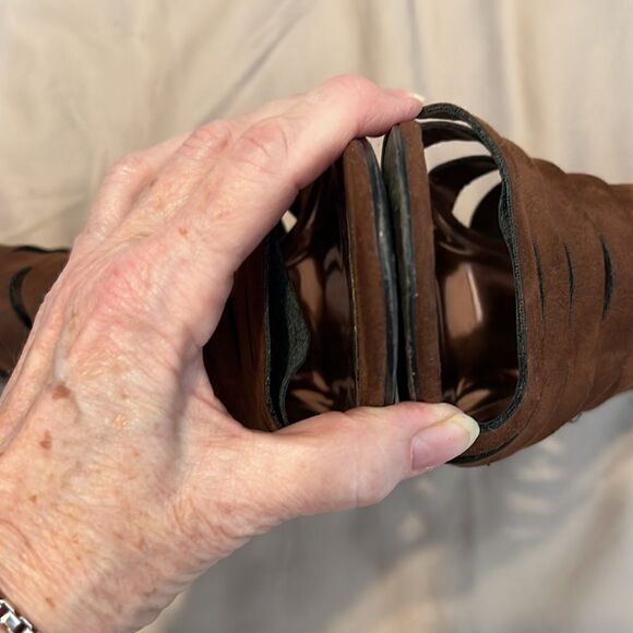 Carlos Santana Polly size 9.5 fabric zip back heeled sandals GUC No box - Picture 7 of 16